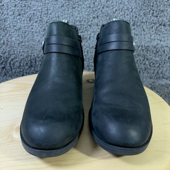 Clarks Charlten Rae Ankle Boots Womens Size 8.5 Black Leather Buckle Booties - Picture 2 of 9